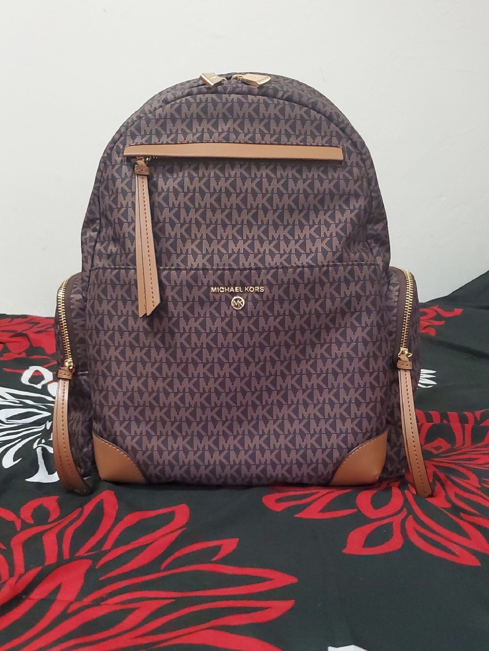 Michael Kors Prescott Brown Monogram Logo Backpack
